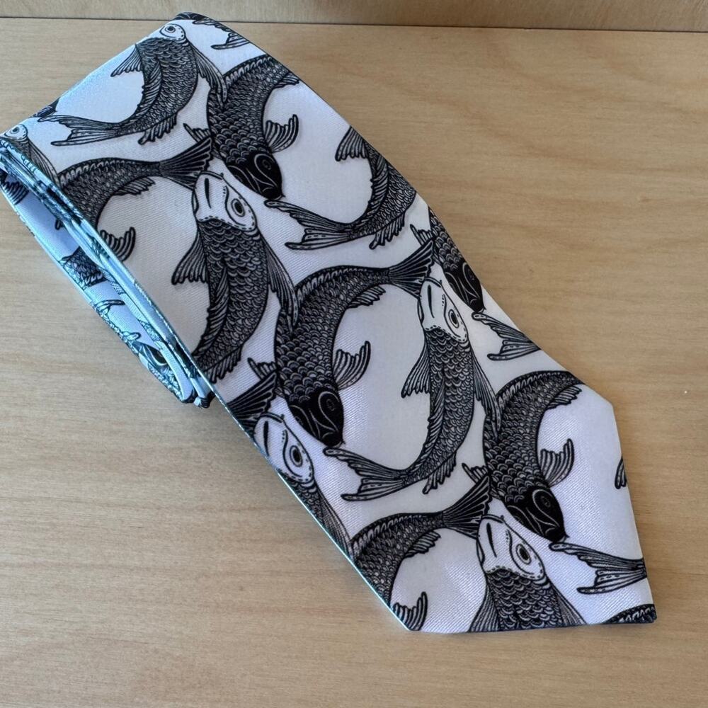 Handmade Koi Fish Necktie – Novelty Tie – Japanese Inspired Men’s Accessory